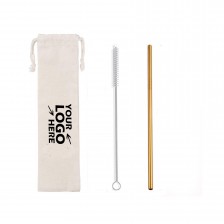 Gold Drinking Straws Set with Cleaning Brush